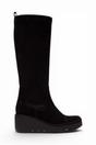 Charcoal Womens Leather High Wedge Boots-BUDI603, Image 1 of 5