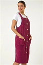 Wine Corduroy Pinafore Midi Dress, Image 5 of 6