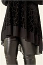 Black Curve Velvet Chiffon Hem Top, Image 4 of 4