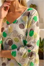 Green Abstract Spot Flare Sleeve Top, Image 4 of 4