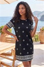Black Petite Border Tunic Dress, Image 1 of 4