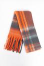 Orange Tartan Tasselled Winter Scarf, Image 3 of 3