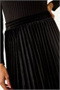 Black Velvet Pleated Midi Skirt, Image 5 of 5
