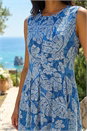 Navy  Leaf Print Panel Dress, Image 4 of 4