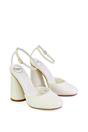 White XY LONDON White 'Ekin' Ankle Strap Statement Cylinder Block Heel, Image 5 of 5