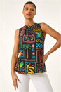 Black Holiday Print Vest Top, Image 4 of 5