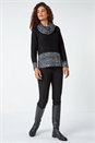 Black Contrast Cowl Neck Longline Jumper, Image 2 of 5