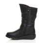 Black Low Wedge Heel Comfort Calf Biker Boots, Image 3 of 6