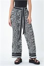 Black Floral Border Print Wide Leg Trouser, Image 4 of 5