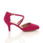 Fuchsia AJVANI Fuchsia Mid Heel Crossed Straps Court Shoes, Image 2 of 6