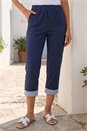 Navy  Petite Crop Turn Up Trouser, Image 2 of 4
