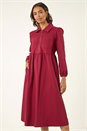 Wine Front Zip Midi Dress, Image 1 of 5