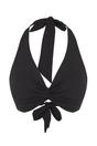 Black WOVCOR Black Ruched Halterneck Triangle Bikini Top, Image 2 of 4