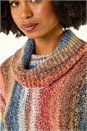 Multi  Boucle Stripe Cowl Neck Jumper, Image 5 of 5