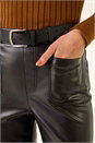 Black Faux Leather Bootcut Trouser, Image 5 of 7