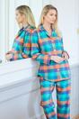 Multi "Acorn Squash" Check Brushed Cotton Pyjama Set, Image 2 of 3