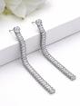 Silver AVANT-GARDE PARIS Silver Linear Crystal Tassel Drop Earrings, Image 3 of 3