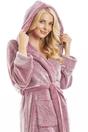 Burgundy Camille Lingerie Burgundy Deep Pile Full Length Fleece Bathrobe, Image 3 of 5