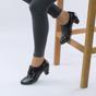 Black Mid Cuban Heel Brogue Ankle Shoe Boots, Image 5 of 6