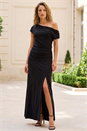 Black Ruched Stretch Midi Dress, Image 1 of 4