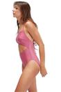Pink Cut Out Tie Back One Piece Swimsuit, Image 4 of 4