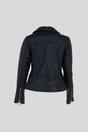 Black Genuine Leather Regular Fit Moto Biker Jacket with Zip Pockets, Image 4 of 5