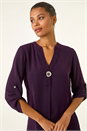 Purple Longline Buttoned Notch Neck Top, Image 4 of 5