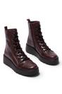 Wine Womens Leather Heel Combat Boots-TERY553, Image 2 of 5
