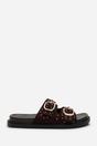 Dark Brown Ceylon Diamante Stud Double Buckle Slide On Sandal, Image 2 of 6