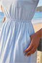 Light Blue  T-Shirt Pocket Detail Midi Dress , Image 4 of 4