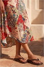 Red Patchwork Print Curved Hem Midi Dress, Image 4 of 4