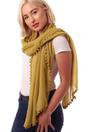 Mustard Lightweight Pom Pom Scarf, Image 2 of 4