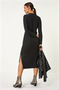 Black Textured A-Line Knitted Jumper Dress, Image 3 of 5