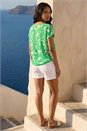 Green Abstract Print Stretch T-Shirt, Image 3 of 4