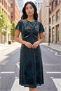 Teal Petite Devore Midi Dress, Image 2 of 4
