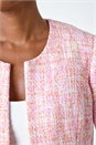 Bright Pink Smart Textured 3/4 Sleeve Boucle Jacket, Image 5 of 5