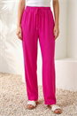 Pink Elastic Tie Waist Linen Blend Trouser, Image 2 of 4