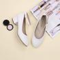 White AJVANI White Low Block Heel Ankle Strap Court Shoes, Image 4 of 6