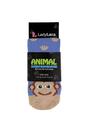 Blue 1 Pack Ladies Fluffy Animal Pattern Slipper Socks with Grips, Image 2 of 3