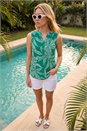 Green Floral Puff Print Stretch Vest Top, Image 2 of 4