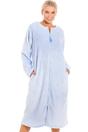 Light Blue Camille Lingerie Light Blue Supersoft Diamond Print Zip Up Housecoat, Image 1 of 5