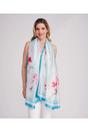 Turqouise Libbie - Floral Satin Silk Scarf, Image 1 of 2