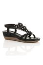 Black Mid Wedge Diamante T-Bar Slingback Sandals, Image 1 of 6