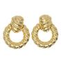Gold Chunky Croissant Textured Donut Dangle Gold Plated Earrings, Image 1 of 1