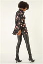Black Floral High Neck Tunic Top, Image 3 of 5