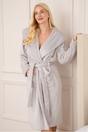 Light Grey Camille Lingerie Light Grey Supersoft Fleece Ribbed Collar Robe, Image 3 of 8