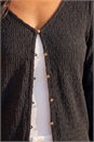 Black Textured V-Neck Cardigan, Image 4 of 4