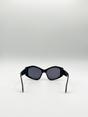 Black Angular Cat-Eye Sunglasses in Black, Image 6 of 6