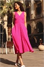 Pink Sleeveless Cotton Midi Dress, Image 1 of 5