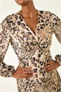Natural  Animal Print Twist Front Dress, Image 5 of 5